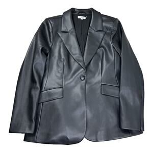 Good American Better Than Leather Sculpted Blazer, Color Black, Size 4/XL